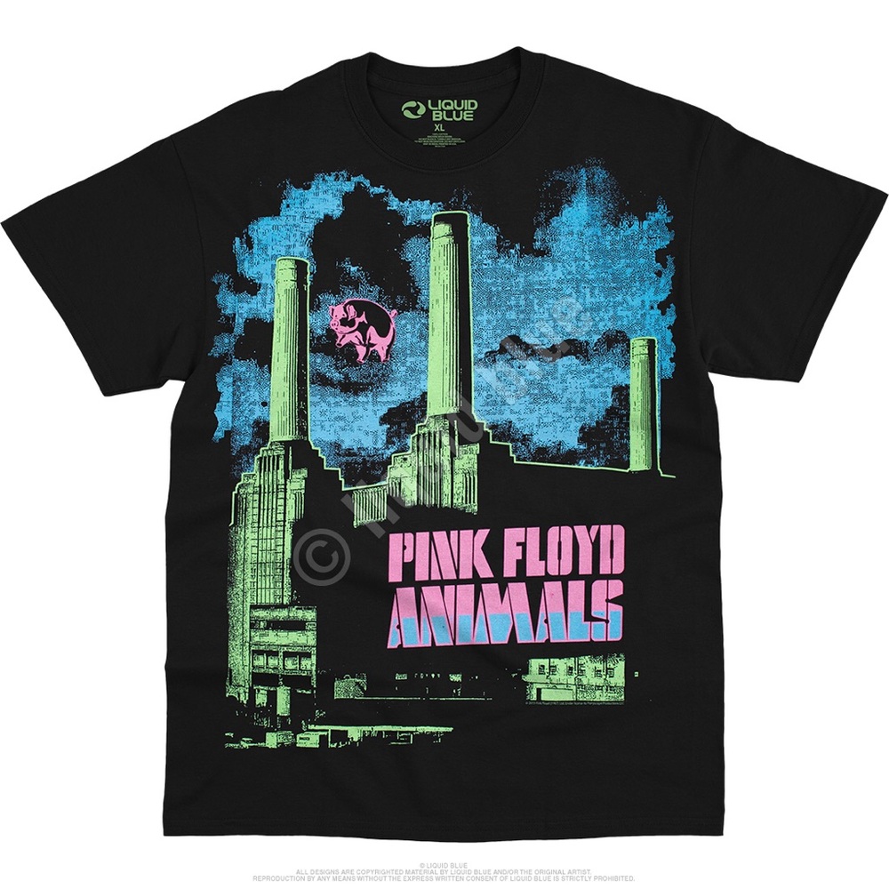 Liquid Blue Pink Floyd Animals Blacklight T-shirt